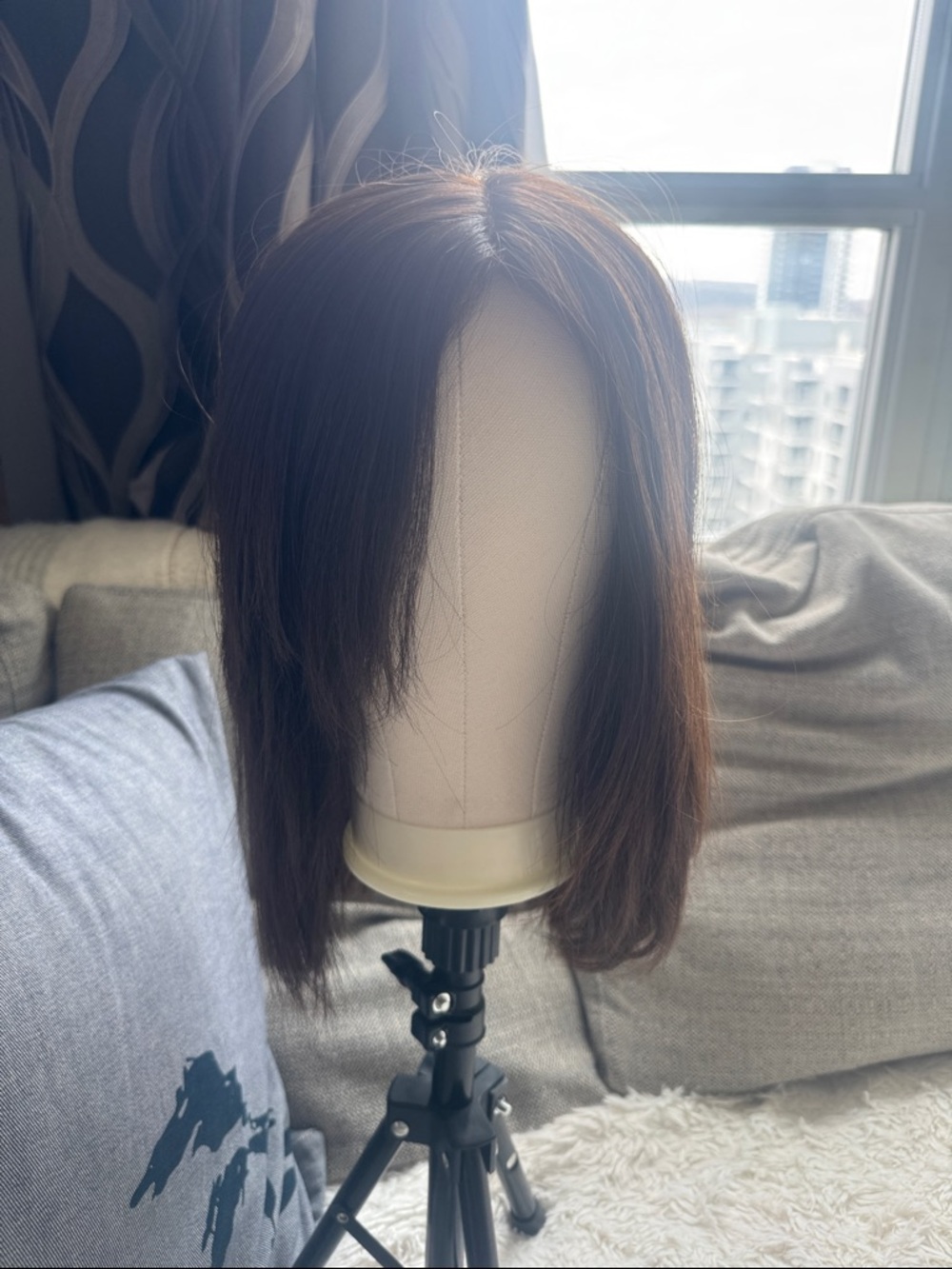 Women's Straight Brown human hair topper wig